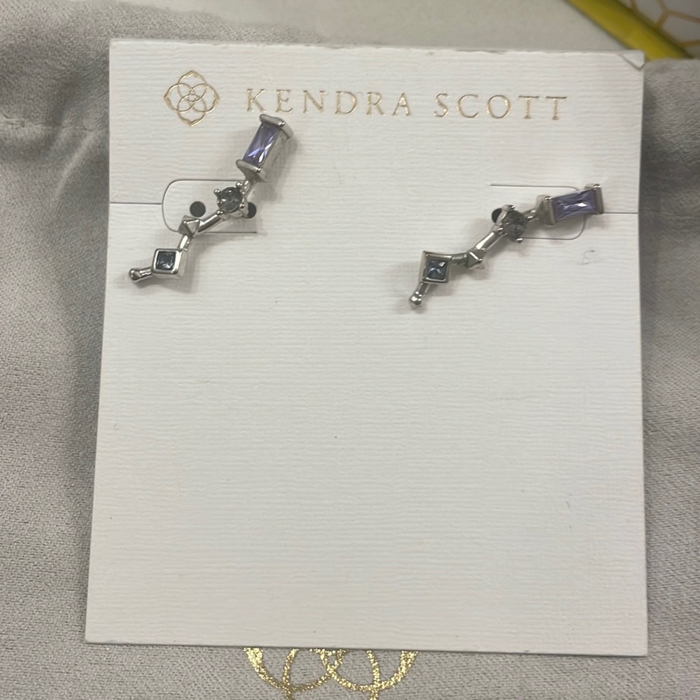Kendra Scott Sutton Silver & blue ear climbers